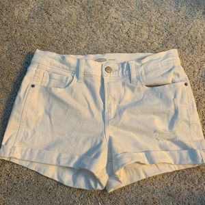 White wash denim shorts: Boyfriend cut